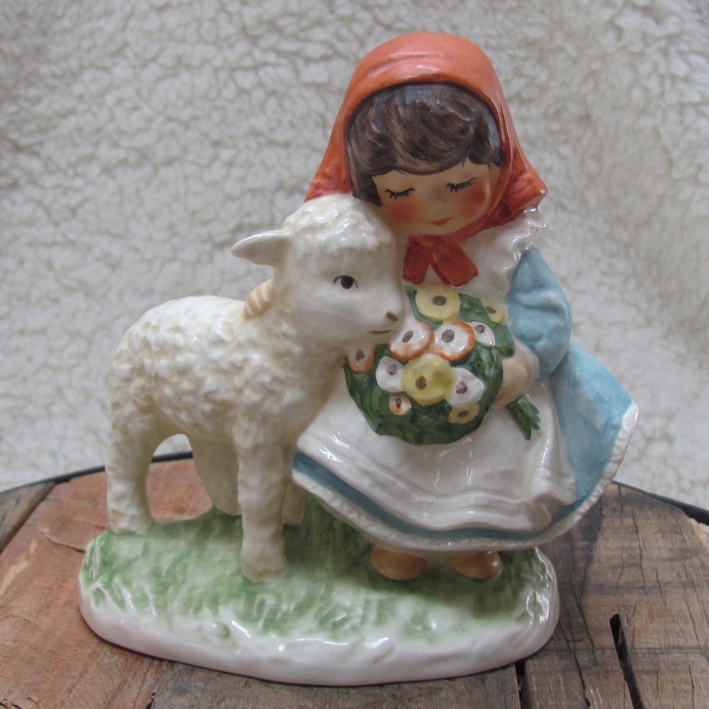 Goebel Charlot Byj Farm Friends Girl with Sheep Figurine #100